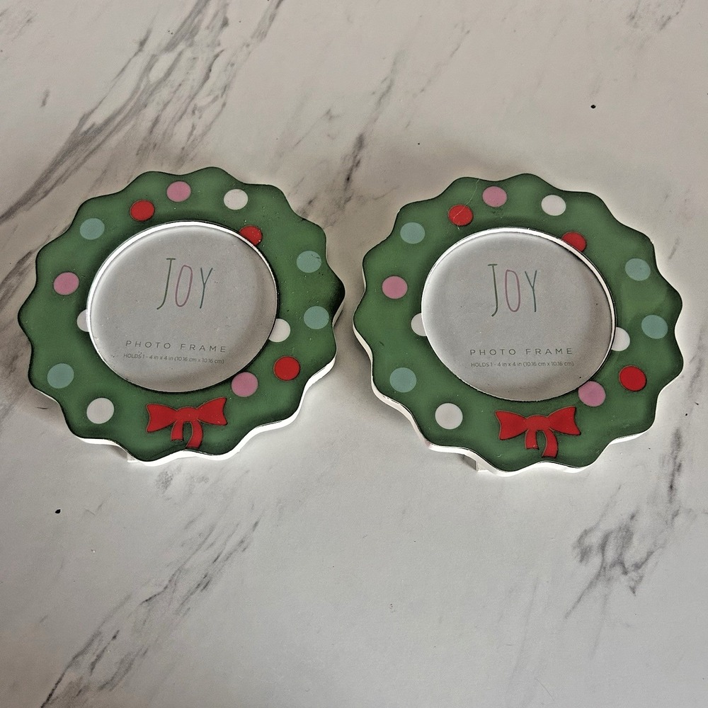 Christmas Wreath Picture Photo Frame Green Acrylic 6"X6" Lot of 2 New 6"x6" BxPP
